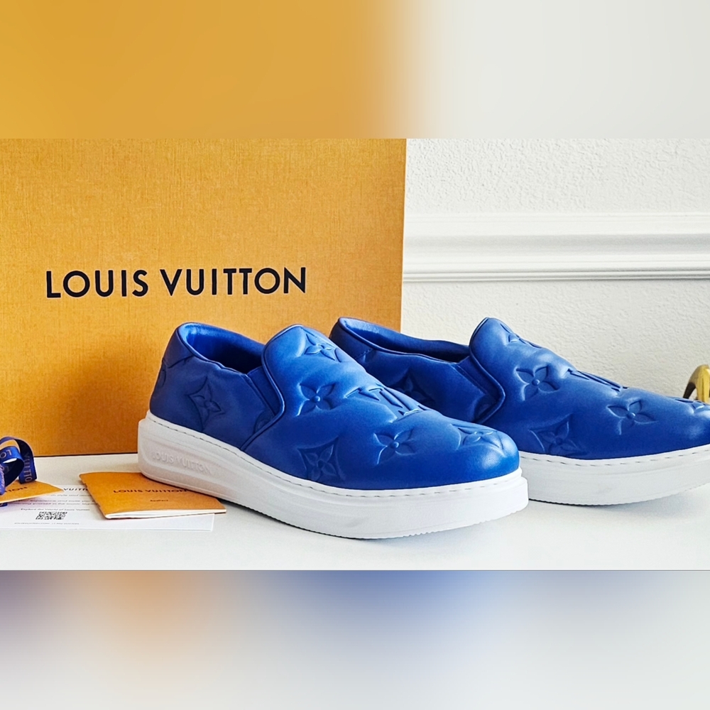 NWT Louis Vuitton Blue Unisex Slip-On Sneakers